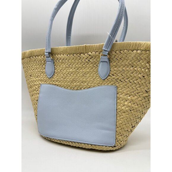 Macy's On 34th Isabellaa straw drawstring large beach tote - Light blue/Natural - Picture 3 of 10